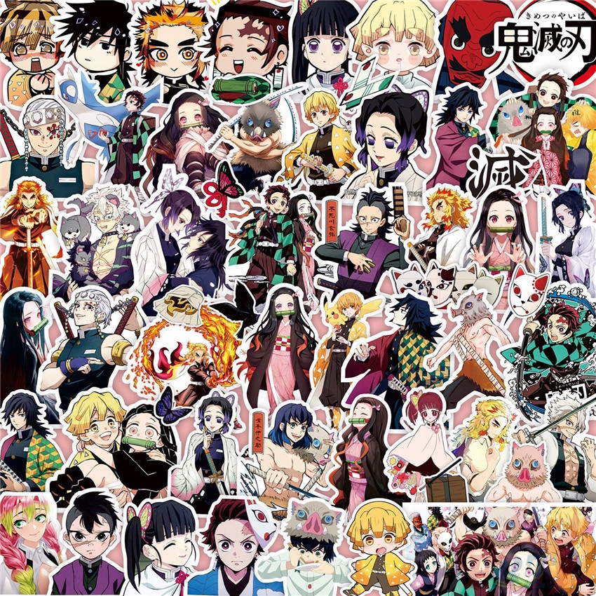 60Pcs/Set Demon Slayer Stickers DIY Fashion Decals Doodle Stickers ...
