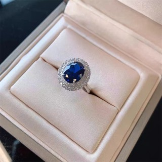 Bộ Trang Sức Dây Chuyền Nhẫn Bạc Đính Đá sapphire Sang Trọng Cho Nữ
