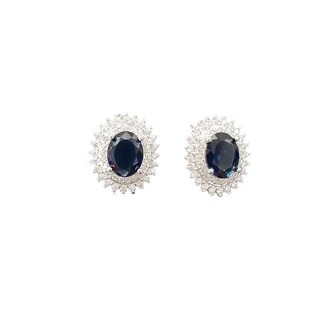 Bộ Trang Sức Dây Chuyền Nhẫn Bạc Đính Đá sapphire Sang Trọng Cho Nữ