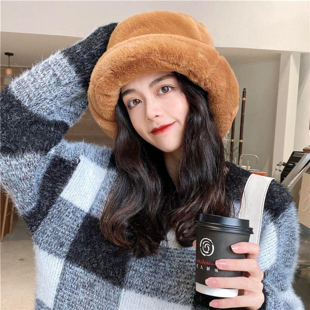 Mũ ấm ngư dân dày, tóc thỏ giả - Giữ ấm cho mùa đông