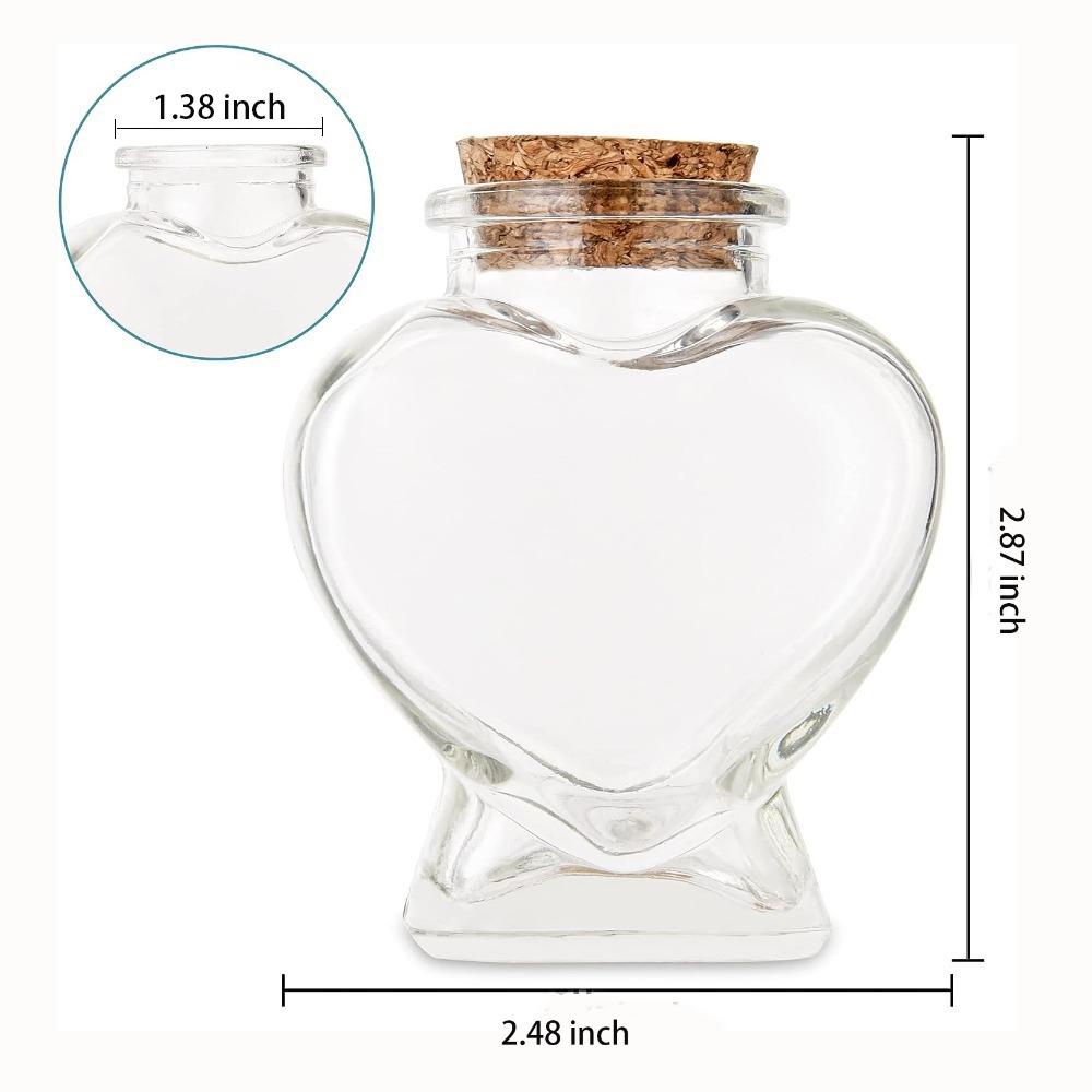 Bình thủy tinh rỗng MONOSTYLE, có nút chai Chai hình trái tim, Bình hoa Bud cầm tay nhỏ cho hoặc Đồ thủ công nghệ thuật DIY Dự án trang trí Đồ dùng dự tiệc cưới