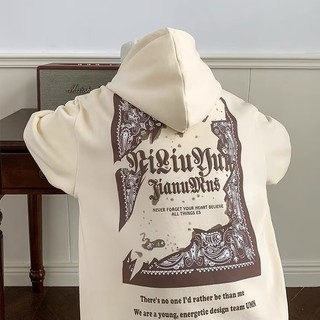 Áo nỉ Nam Xuân Thu Hiphop Kích Thước Lớn Vintage Cặp Đôi Mũ Trùm Đầu