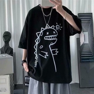 Áo thun ngắn tay in hình khủng long nam hàng hiệu hợp thời trang xu hướng mùa hè trên đường phố cao cấp cỡ lớn dáng rộng