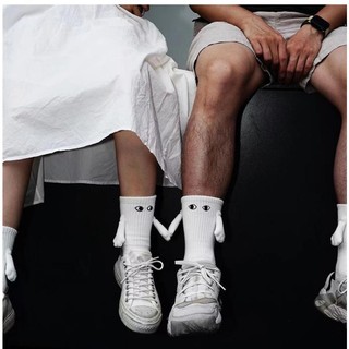 Vớ cotton Dài Từ Tính Màu Trắng Đen Dành Cho Cặp Đôi