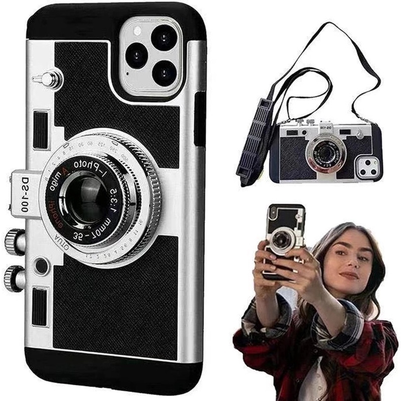 Ốp Điện Thoại Emily Ở Paris Cho iPhone 17 16 15 14 13 12 11 Pro Max Plus X XS XR 8 7 6s Plus Retro Camera Đeo Ngang Ốp Lưng