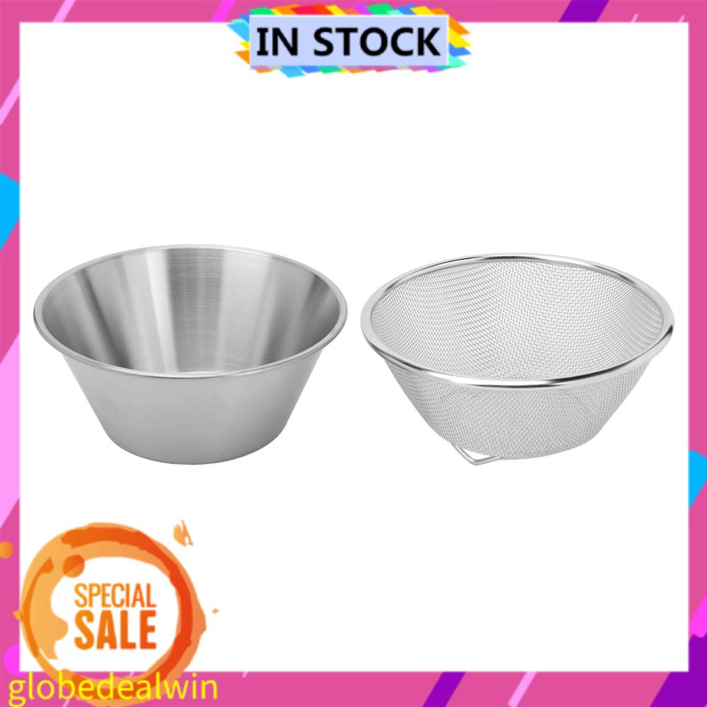 Globedealwin Stainless Steel Colander Strainer Bowl Set Reusable High