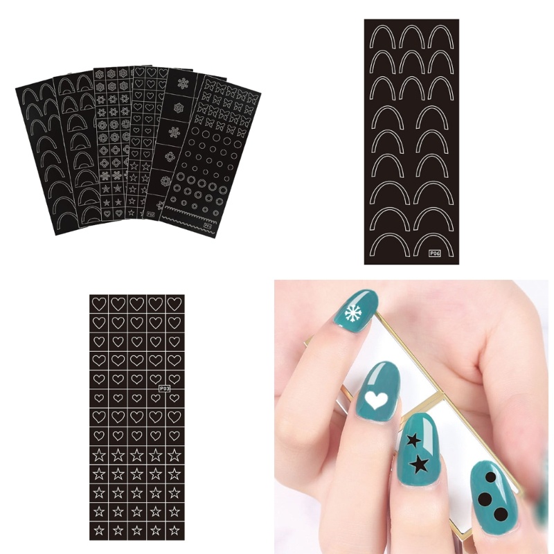 Richh Set 6 Miếng Dán Trang Trí Móng Tay Nghệ Thuật