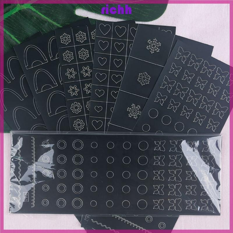 Richh Set 6 Miếng Dán Trang Trí Móng Tay Nghệ Thuật