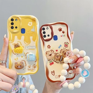 Ốp lưng Samsung A21s Ốp lưng dễ thương Kem cạnh Điện thoại Hình ba chiều Búp bê mềm Vỏ toàn bộ NYGZ