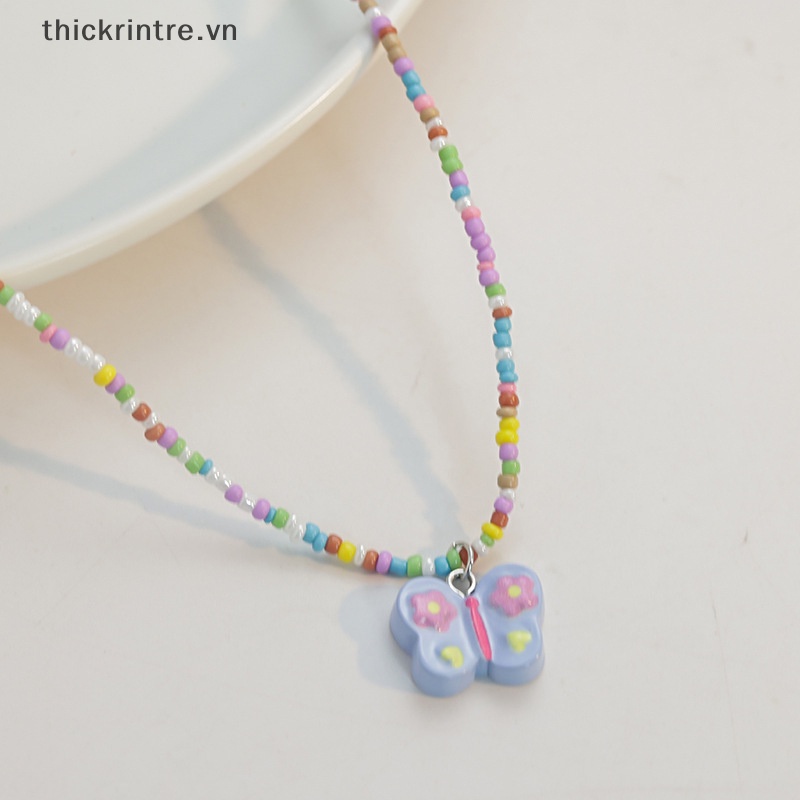 THI Boho Hạt Acrylic Nhiều Màu Sắc Mặt Dây Chuyền Dây Chuyền Dành Cho Nữ Y2K Bé Gái Xương Đòn Dây Chuyền Choker Đảng Trang Sức VN