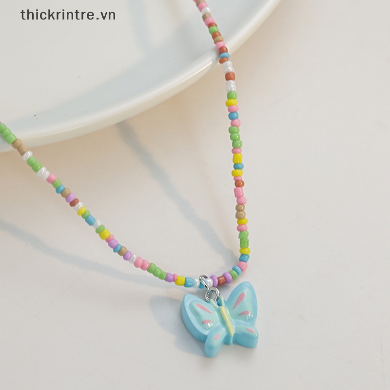 THI Boho Hạt Acrylic Nhiều Màu Sắc Mặt Dây Chuyền Dây Chuyền Dành Cho Nữ Y2K Bé Gái Xương Đòn Dây Chuyền Choker Đảng Trang Sức VN