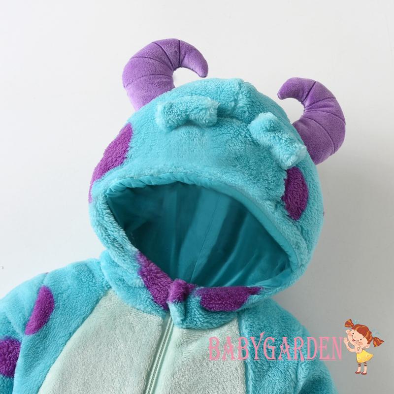 Bộ Áo Liền Quần Bằng Lông Cừu Dày Dặn Giữ Ấm Mùa Đông In Hình Thú Hoạt Hình Cho Bé 6 Tháng