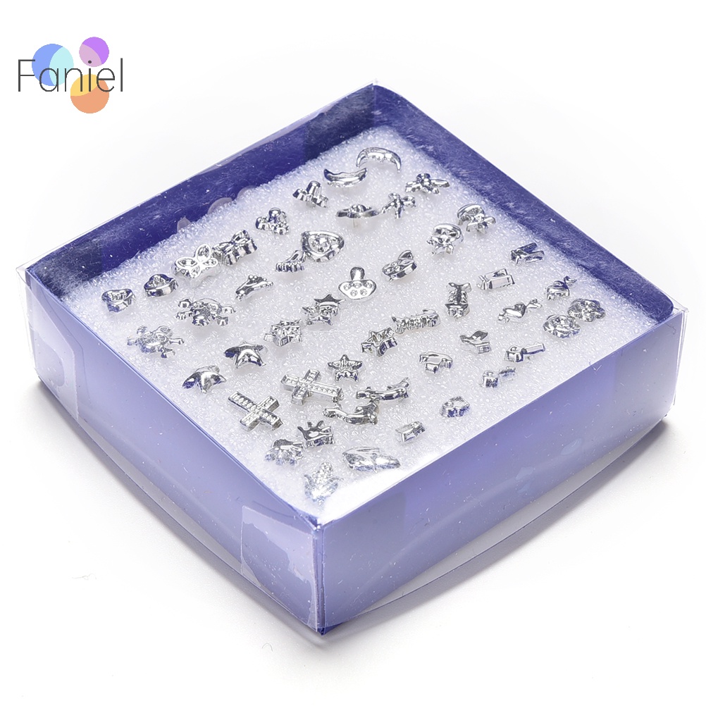 {faniel} Set 24 Đôi Bông Tai Nhựa Mạ Bạc Thời Trang Bán Sỉ M I