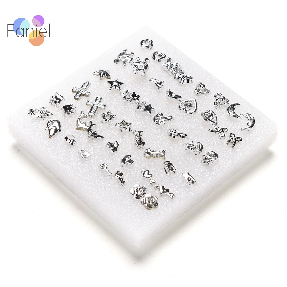 {faniel} Set 24 Đôi Bông Tai Nhựa Mạ Bạc Thời Trang Bán Sỉ M I