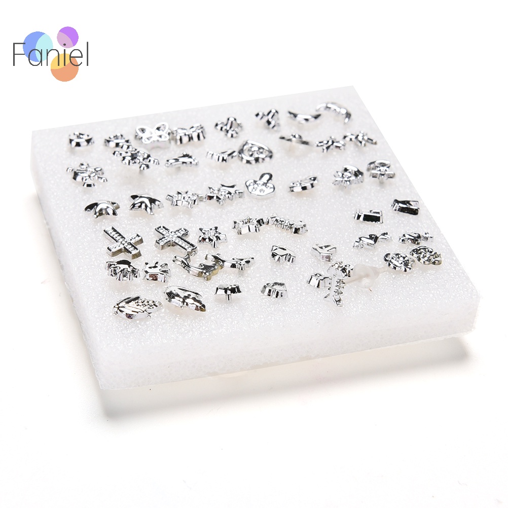 {faniel} Set 24 Đôi Bông Tai Nhựa Mạ Bạc Thời Trang Bán Sỉ M I