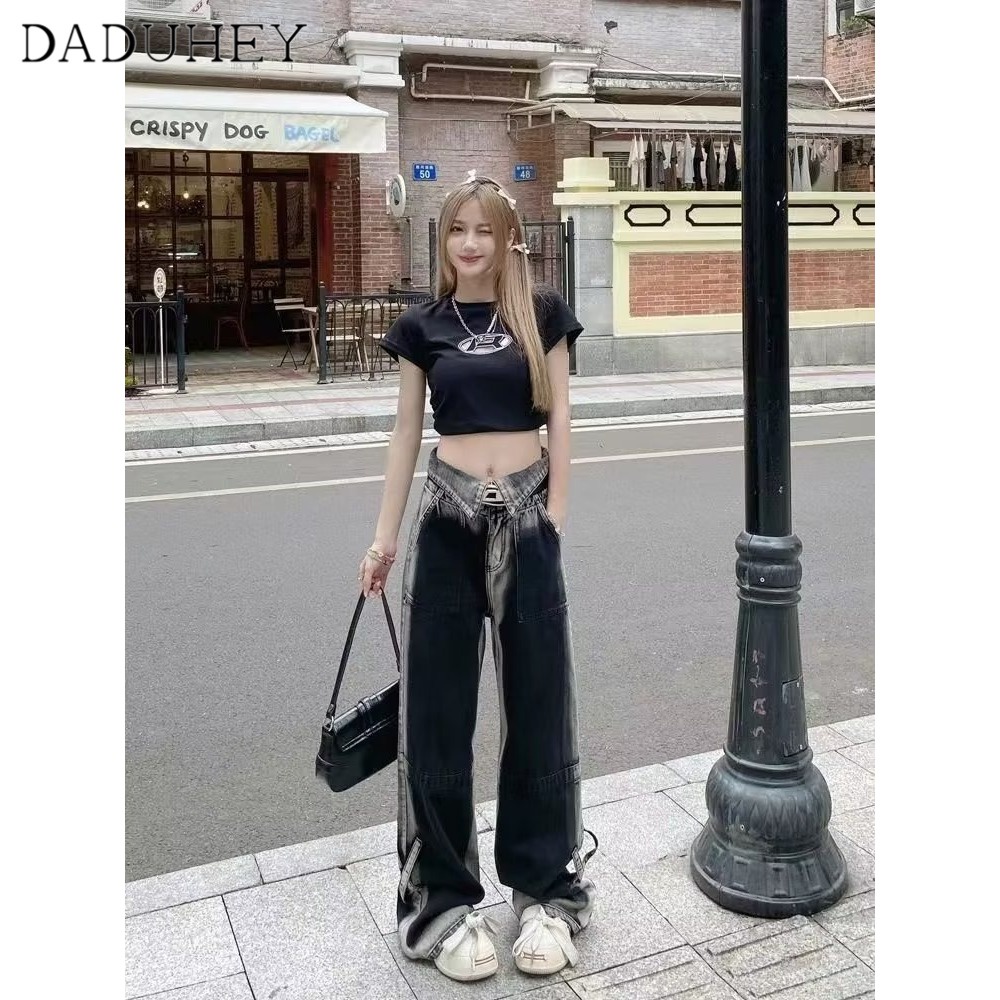 Ảnh Quần jean DADUHEY ống rộng phong cách đường phố Mỹ cổ điển cao cấp size lớn 2