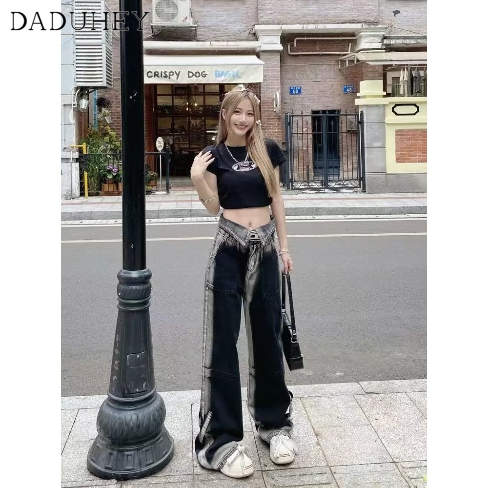 Ảnh Quần jean DADUHEY ống rộng phong cách đường phố Mỹ cổ điển cao cấp size lớn 4