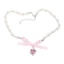 Unstop* Vòng cổ ngọc trai giả nơ hồng trái tim, choker ngọc trai phong cách cổ tích cho nữ, dự tiệc, đeo hàng ngày