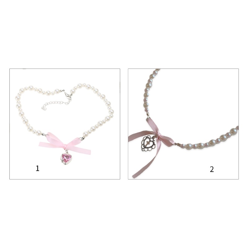 Elega Vòng Cổ choker Ngọc Trai Mặt Hình Trái Tim Thanh Lịch Thời Trang Cho Nữ
