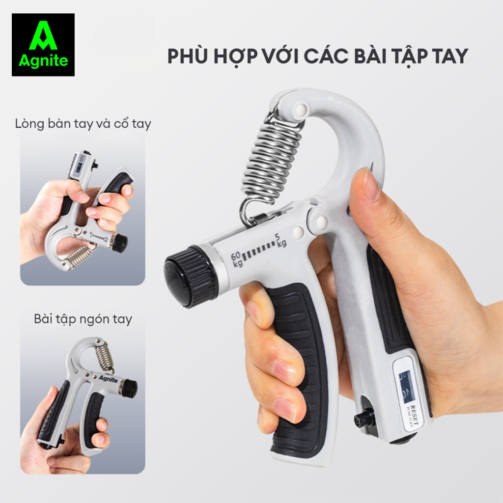 [SIÊU RẺ] Kìm Bóp Tay Kìm Tập Cơ Tay, Dụng Cụ Tập Gym Tại Nhà Điều Chỉnh Lực Có Đếm 10-80kg AGNITE