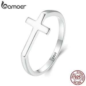 Nhẫn Bạc Bamoer 925 Hình Chữ Thập Trang Sức Thời Trang Quà Tặng Cho Nữ