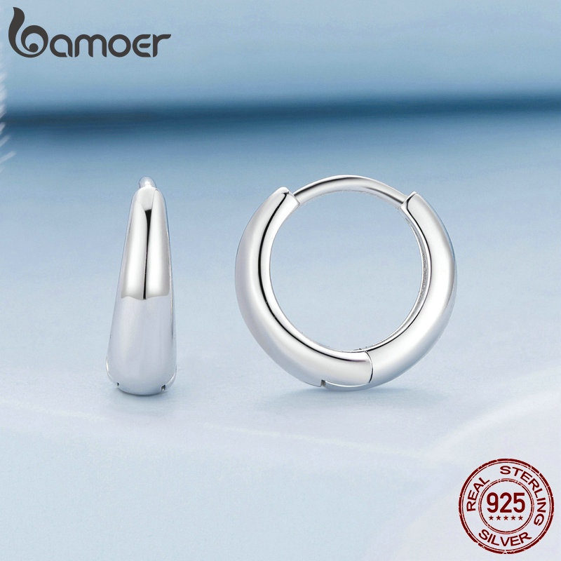 Bông Tai Bạc Bamoer 925 Thiết Kế Đơn Giản Vây Tai Trang Sức Quà Tặng Cho Nữ