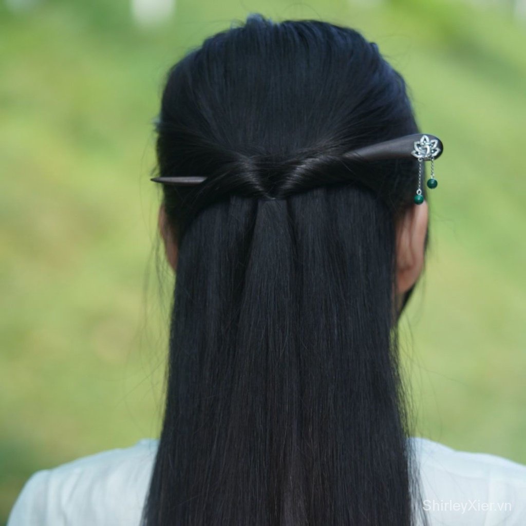 Trâm Cài Tóc Mạ Bạc 925 Hình Lông Công Phong Cách hanfu Cổ Điển
