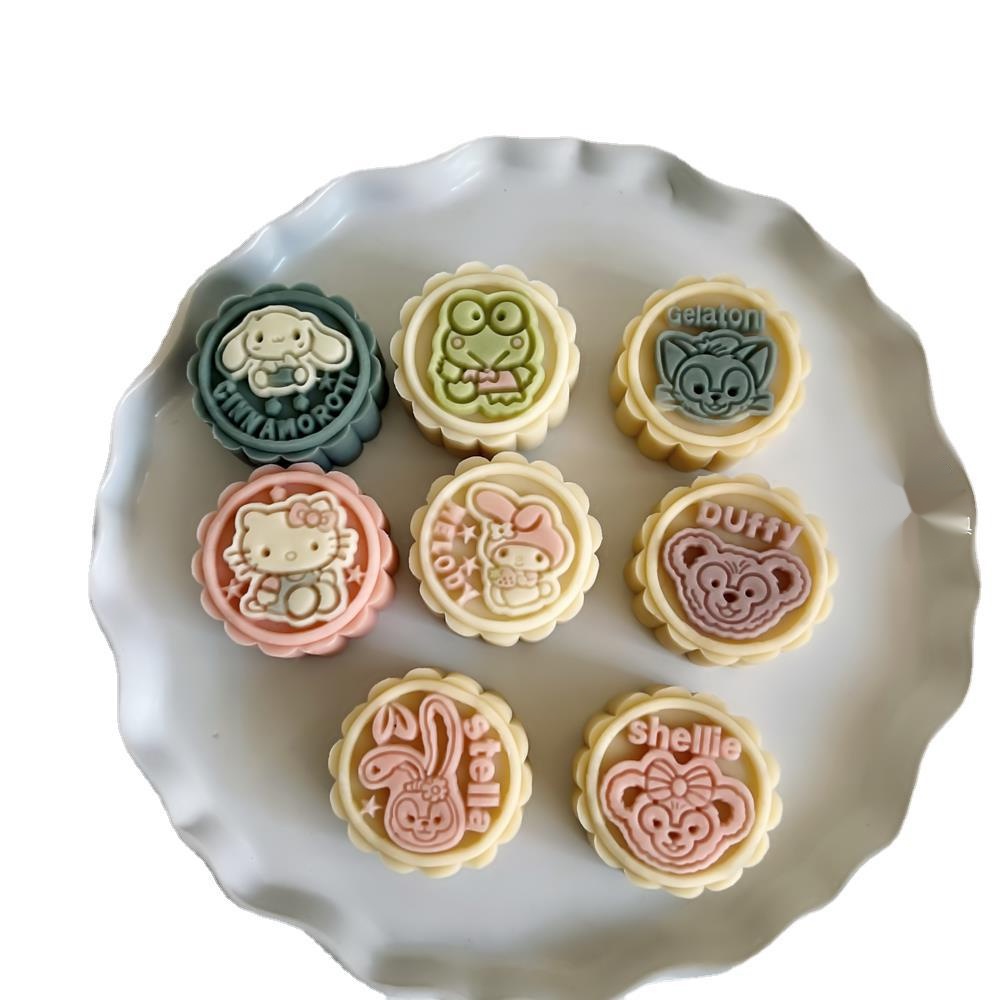 Bộ 50g Hoạt Hình Bánh Trung Thu Khuôn Bấm Chết Đậu Xanh Khuôn Bánh Áp Lực Tay Dễ Thương Khuôn Thực Phẩm Bổ Sung Thực Phẩm Bánh Ngọt Stencil