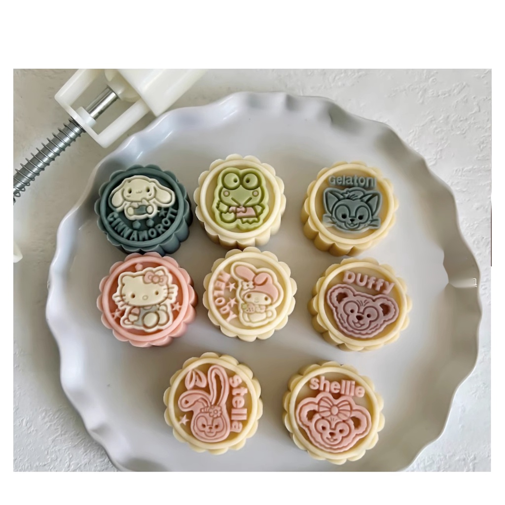 Bộ 50g Hoạt Hình Bánh Trung Thu Khuôn Bấm Chết Đậu Xanh Khuôn Bánh Áp Lực Tay Dễ Thương Khuôn Thực Phẩm Bổ Sung Thực Phẩm Bánh Ngọt Stencil