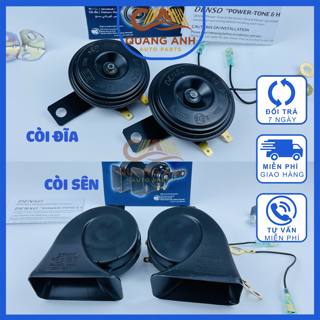 Còi, Kèn Denso 12V(có giắc), sử dụng cho các dòng xe ô tô du lịch, i10, Morning, Vios, Innova, Fortuner,Rio