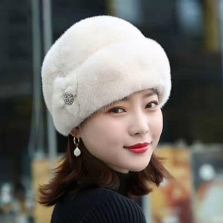 Mũ mùa đông lông thỏ giả dày, phù hợp trung niên nữ