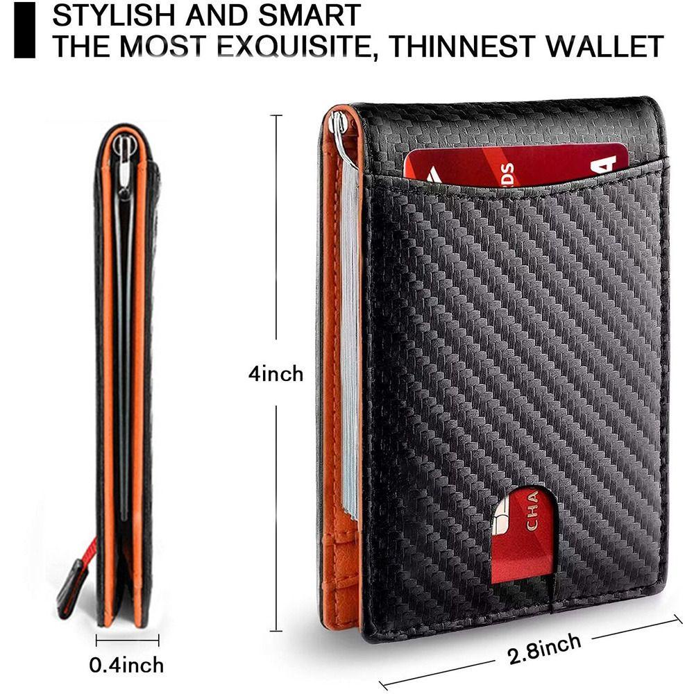 Ví mỏng nam HOBBYIN, có kẹp tiền Hộp đựng thẻ tín dụng ID chống quét, Túi mỏng RFID chặn da phía trước Ví nhỏ mỏng nam nữ