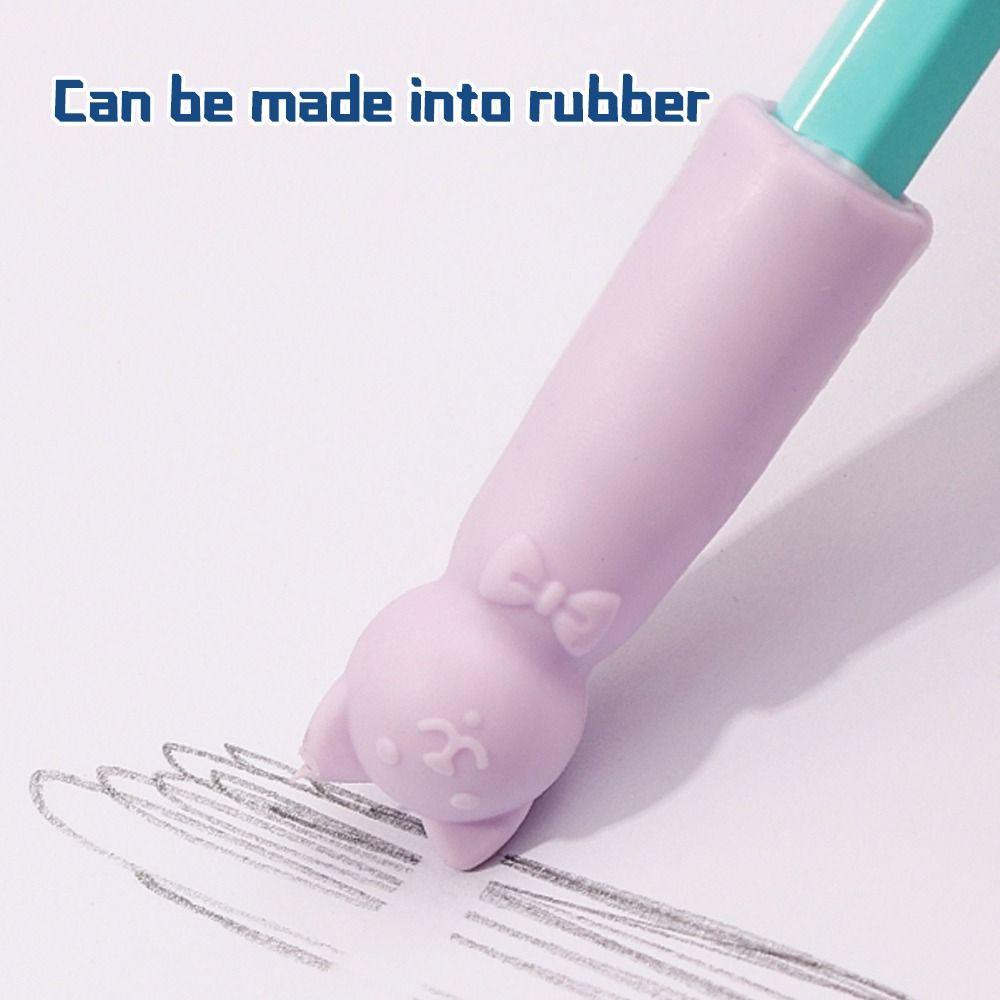 TUYỆT VỜI 10 Chiếc Tẩy, Hình Mèo Chỉnh Văn Phòng Phẩm Bút Chì Nắp Bảo Vệ Nib, Chất Lượng Cao 2 Trong 1 Bút Chì Mở Rộng Học Sinh Quà Tặng