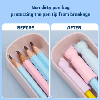MEGOCE 10 CÁI Tẩy, Chỉnh sửa Văn phòng phẩm Hình mèo Bút chì Nib Mũ bảo vệ, Phim hoạt hình 2 trong 1 Bút Top Cover Đồ dùng văn phòng trường học