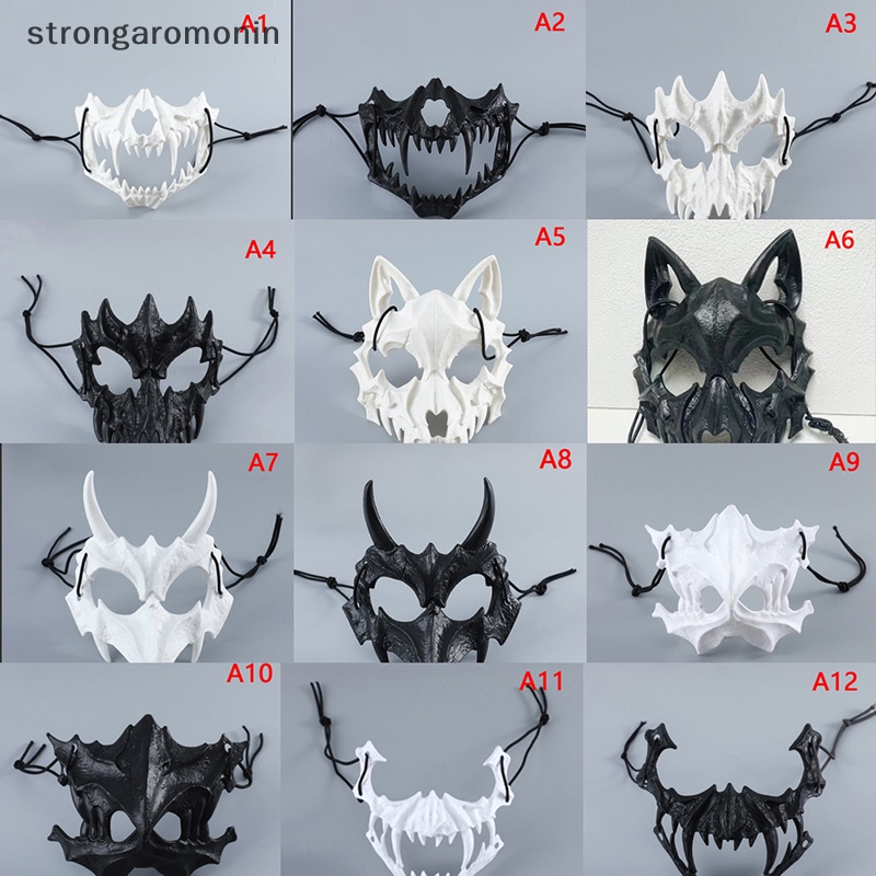 ST Đảng Mặt nạ Răng Dài Demon Skeleton Nửa Mặt nạ Sói Rồng Hổ Houjuu Nue Mặt nạ Cosplay Halloween Trang Phục Đạo Cụ ST