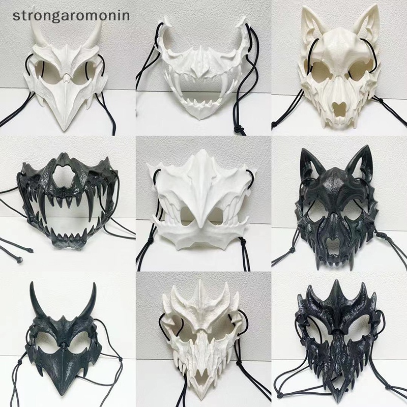 ST Đảng Mặt nạ Răng Dài Demon Skeleton Nửa Mặt nạ Sói Rồng Hổ Houjuu Nue Mặt nạ Cosplay Halloween Trang Phục Đạo Cụ ST