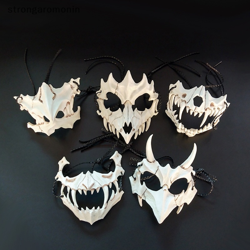 ST Đảng Mặt nạ Răng Dài Demon Skeleton Nửa Mặt nạ Sói Rồng Hổ Houjuu Nue Mặt nạ Cosplay Halloween Trang Phục Đạo Cụ ST