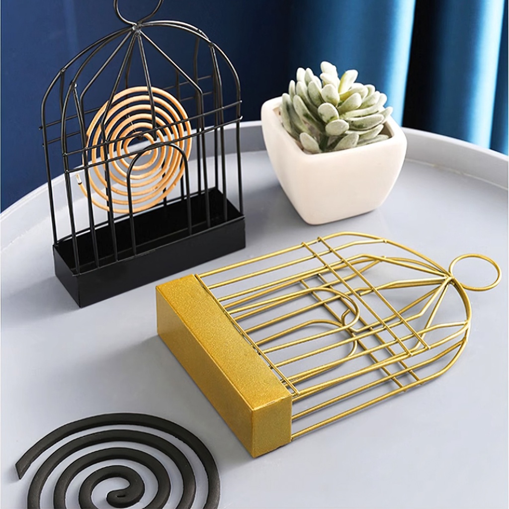 giá treo nhang muỗi, lồng treo nhang muỗi hộp để nhang muỗi hình lồng chim khay để nhang muỗi bằng thép
