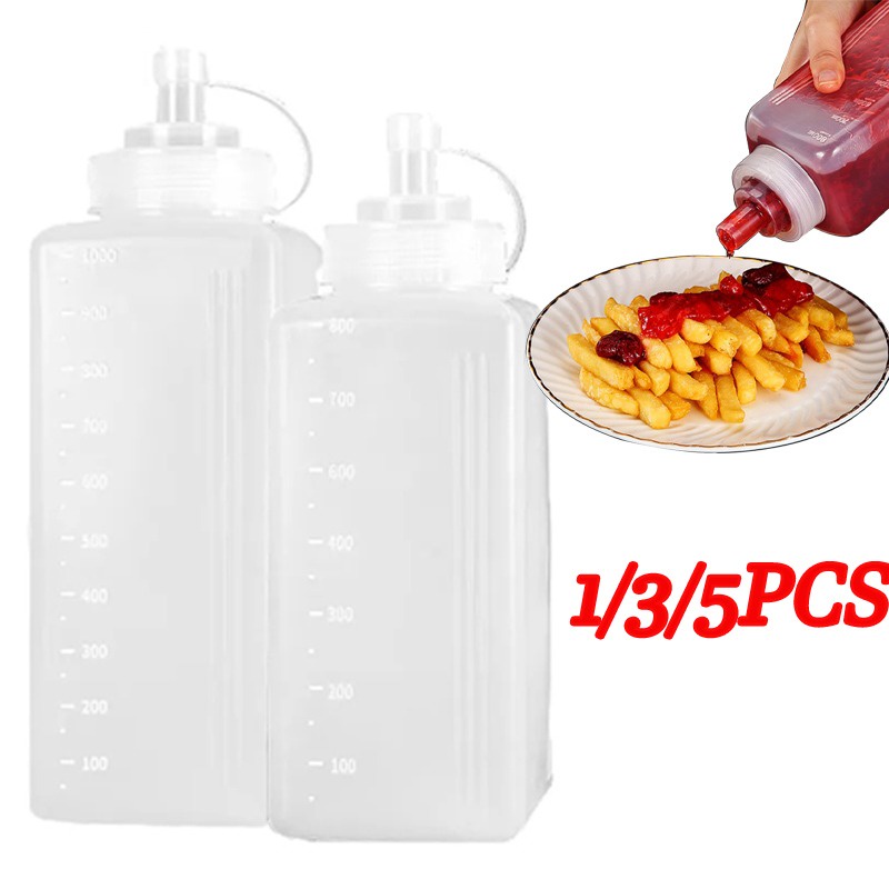 Bóp Chai Nước Sốt Hộp Đựng Gia Vị Miệng Lớn Chống Bụi Gia Vị Nhà Bếp Salad Sốt Dầu Ô Liu Chai