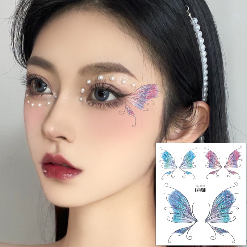 Hình Xăm Dán Tạm Thời Hình Cánh Bướm 3d Lấp Lánh Nhiều Màu Sắc Trang Điểm Lễ Hội / Mặt / Cánh Tay / Cơ Thể Chống Thấm Nước Cho Nữ