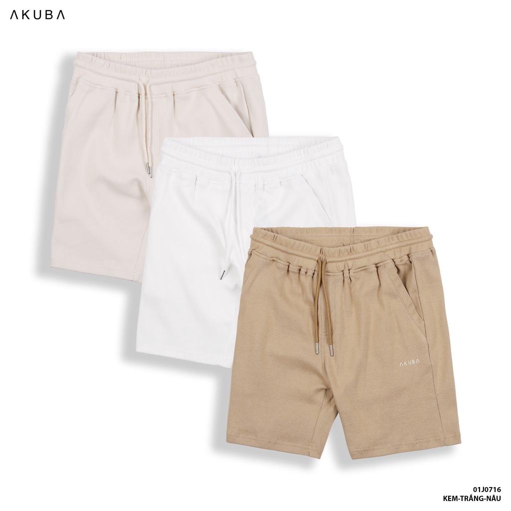 Quần short thun Nam bo gen Akuba, form regular, hoạ tiết kẻ sọc, chất liệu thoáng mát, thời trang mùa hè 01J0716