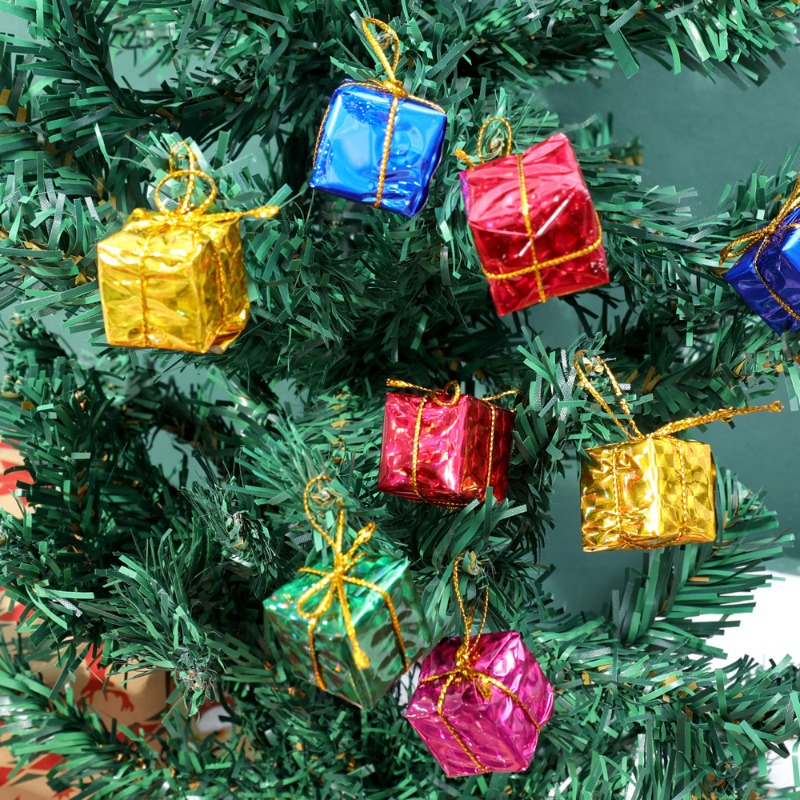 6 / 12 Mặt dây chuyền hộp xốp vuông Mini / lớn - Đồ trang trí treo cây thông Noel - 2.5 / 3 / 4 / 5 / 6 / 8cm Hộp quà tặng đầy màu sắc - Đồ dùng dự tiệc năm mới - Trang trí nhà Giáng sinh