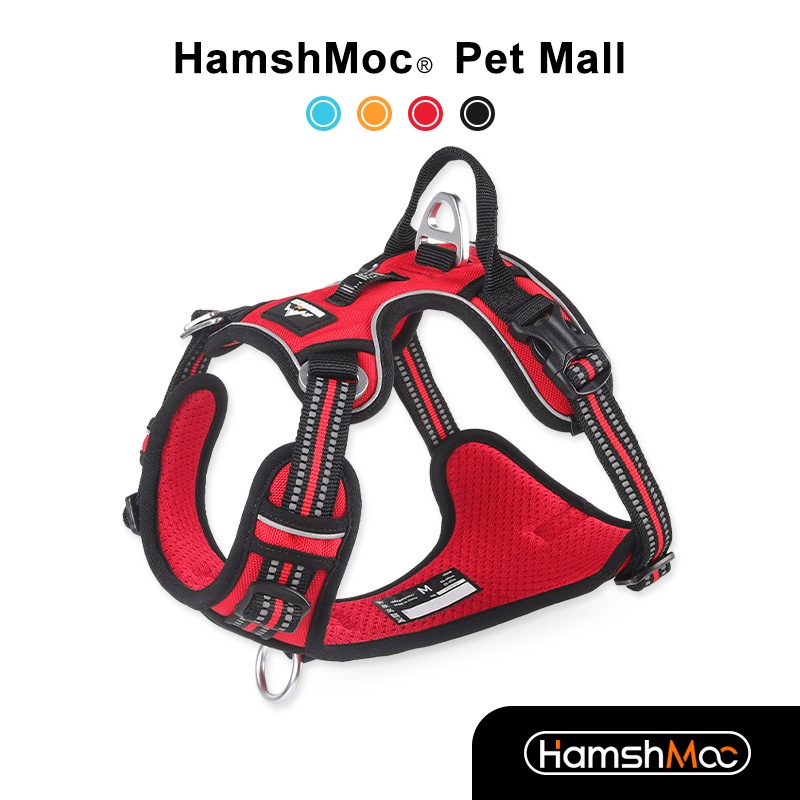HamshMoc Không Kéo Thú Cưng Dây Có Thể Điều Chỉnh Chó Dây Lưới Thoáng Khí Phản Quang Có Tay Cầm Mềm Khóa Phát Hành Nhanh Mềm Mại Cho Chó