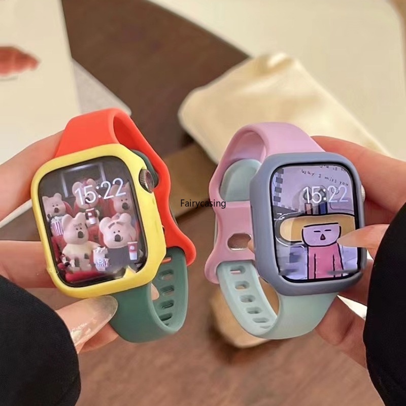 Dây đeo màu kép cho Apple Watch 46MM Band Ultra 2 49mm 45mm 44mm 42mm 41mm 40mm 38mm Vòng đeo tay thể thao Correa iwatch Series 10 9 Ultra 7 Se 3 6 8 5 4