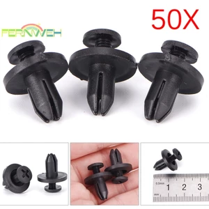 50 chiếc 6 mm Auto Car Bumper Retainer Push Black Plastic Clips Fasteners [MỚI]