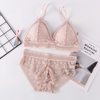 Set Áo Ngực Ren Nữ Không Gọng Mút mỏng nhẹ Set Quần Lót Nữ Tam Giác Quyến Rũ Cho Nữ áo ngực bra