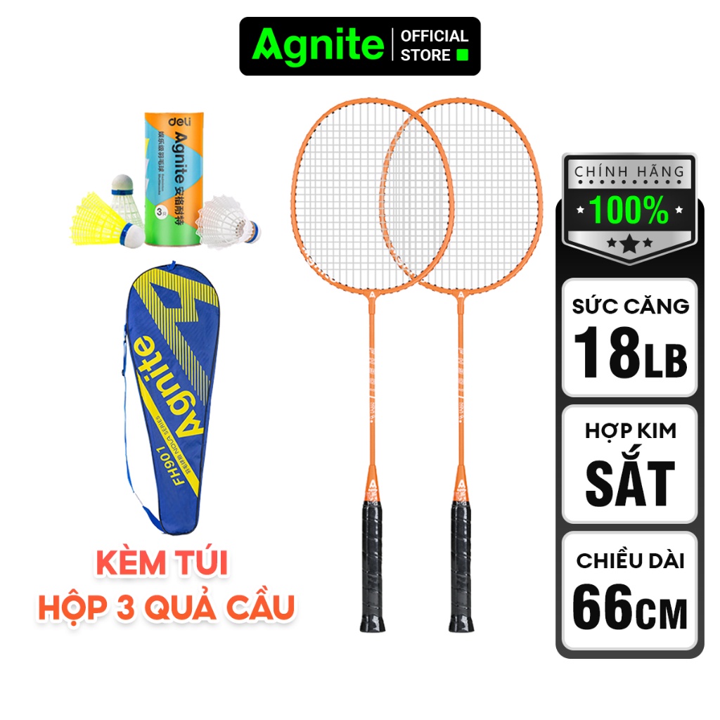 [Phối màu] Bộ 2 vợt cầu lông thiết kế mới Agnite, siêu bền, nhẹ TẶNG kèm hộp cầu và túi đựng