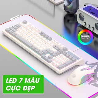 Bàn Phím Cơ Và Chuột Đèn led km800, 7 Màu Sắc Mịn Màng Bền Bỉ Bàn Phím Chơi Game Làm Việc