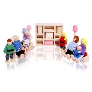 Risedot Người Búp Bê Gia Đình, Gỗ Nhiều Màu Đồ Chơi Bộ Hình, Đồ Chơi Nhà Chơi Đạo Cụ Ảnh Chung Di Động Nhà Búp Bê Gỗ Nhà Búp Bê