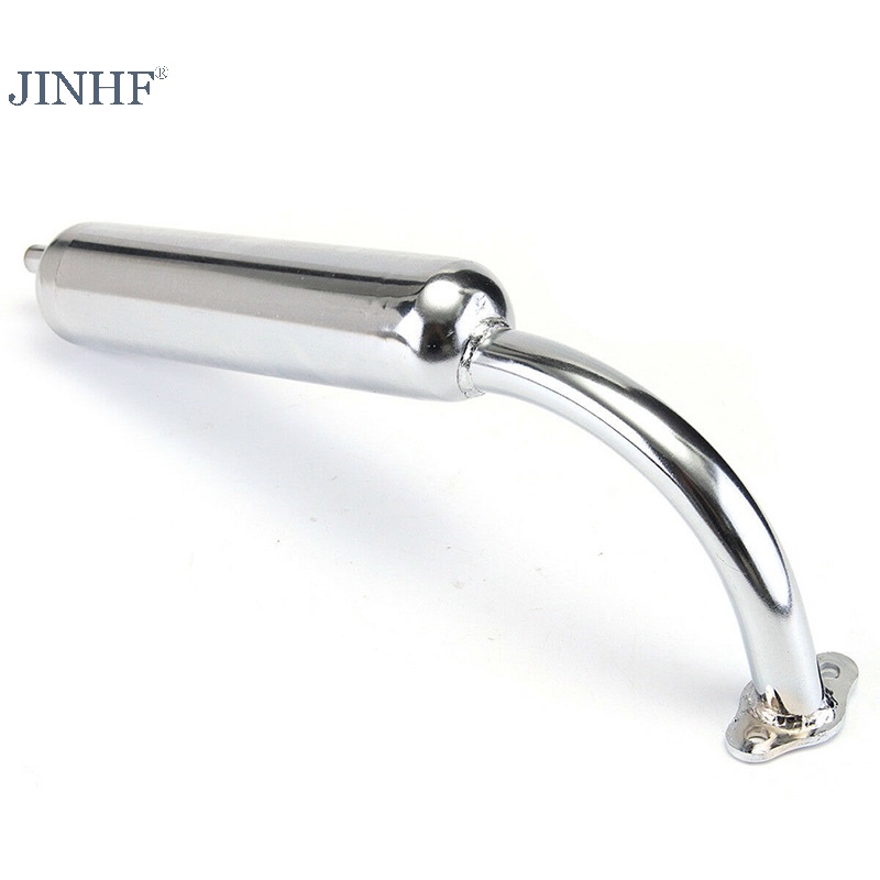 Ống xả giảm thanh Chrome JINHF Xe đạp cơ giới 2 nút 49cc 60cc 66cc 80cc HOT